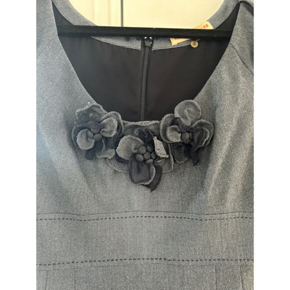 Rebecca Taylor Grey Floral Applique Scoop Neck Puff Cap Sleeve Sheath Dress - Picture 5 of 7